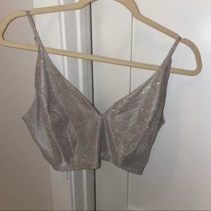 Crop Silver Sparkle Tank Top